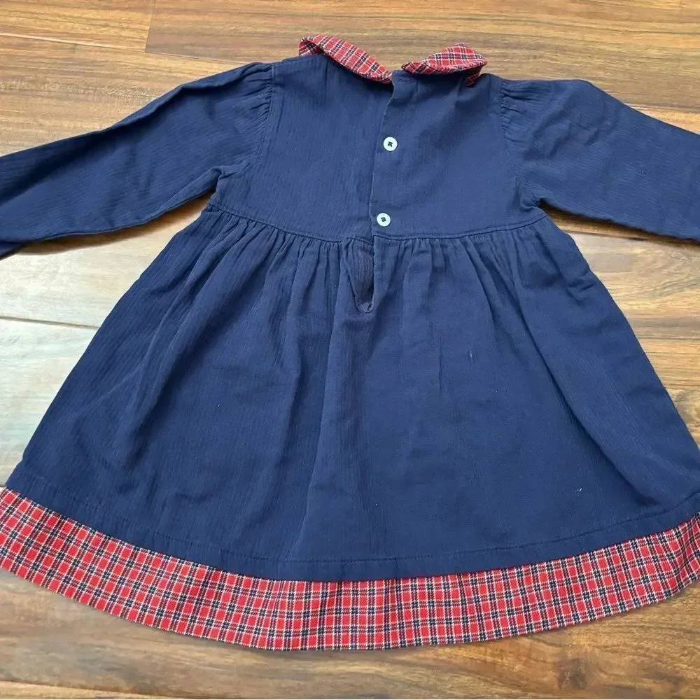 Okie Dokie vintage navy embroidered long sleeve dress